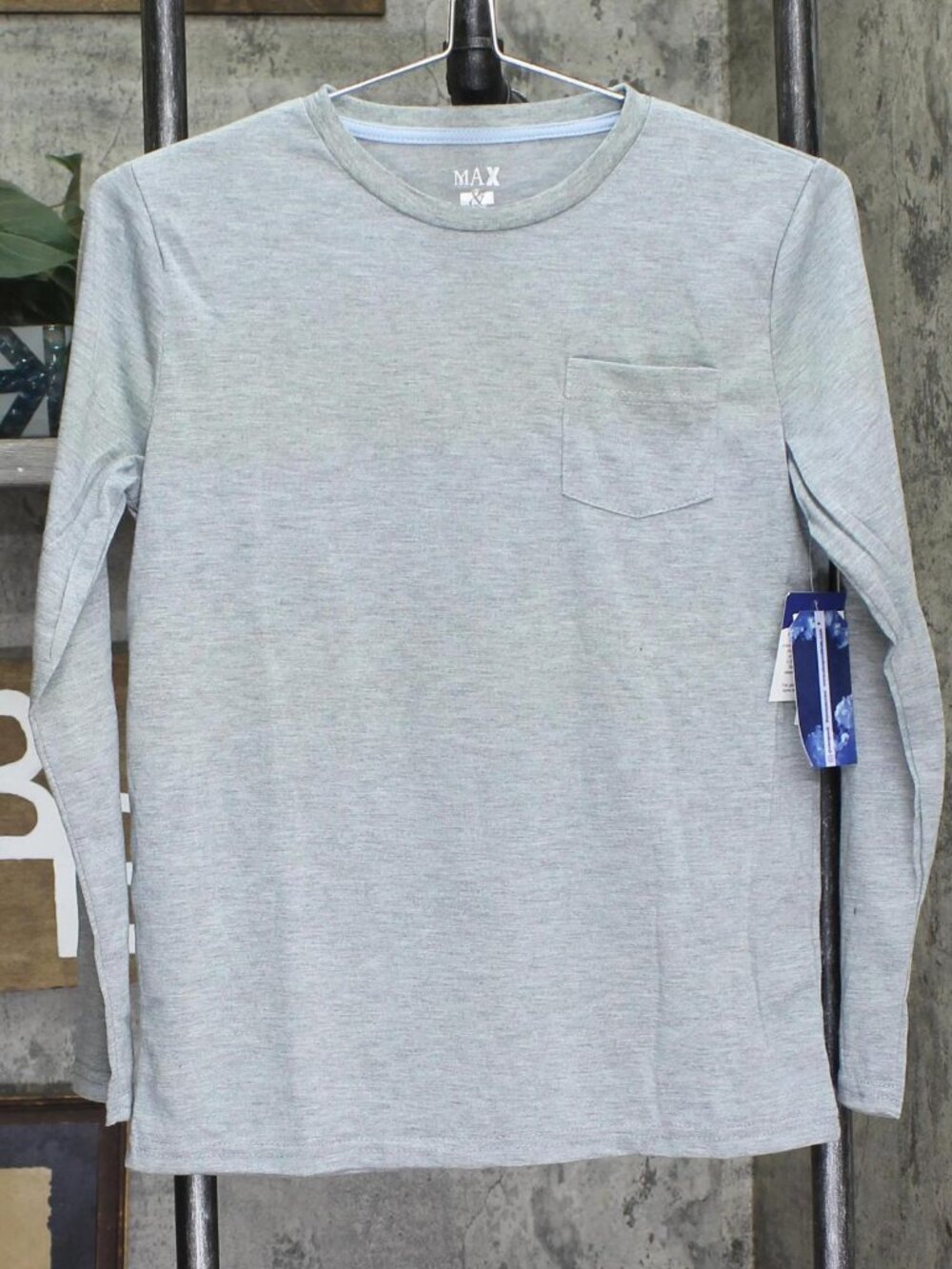 NEW Max And Olivia Boys Long Sleeve Pajama Knit T-Shirt 5713719-MA Gray L